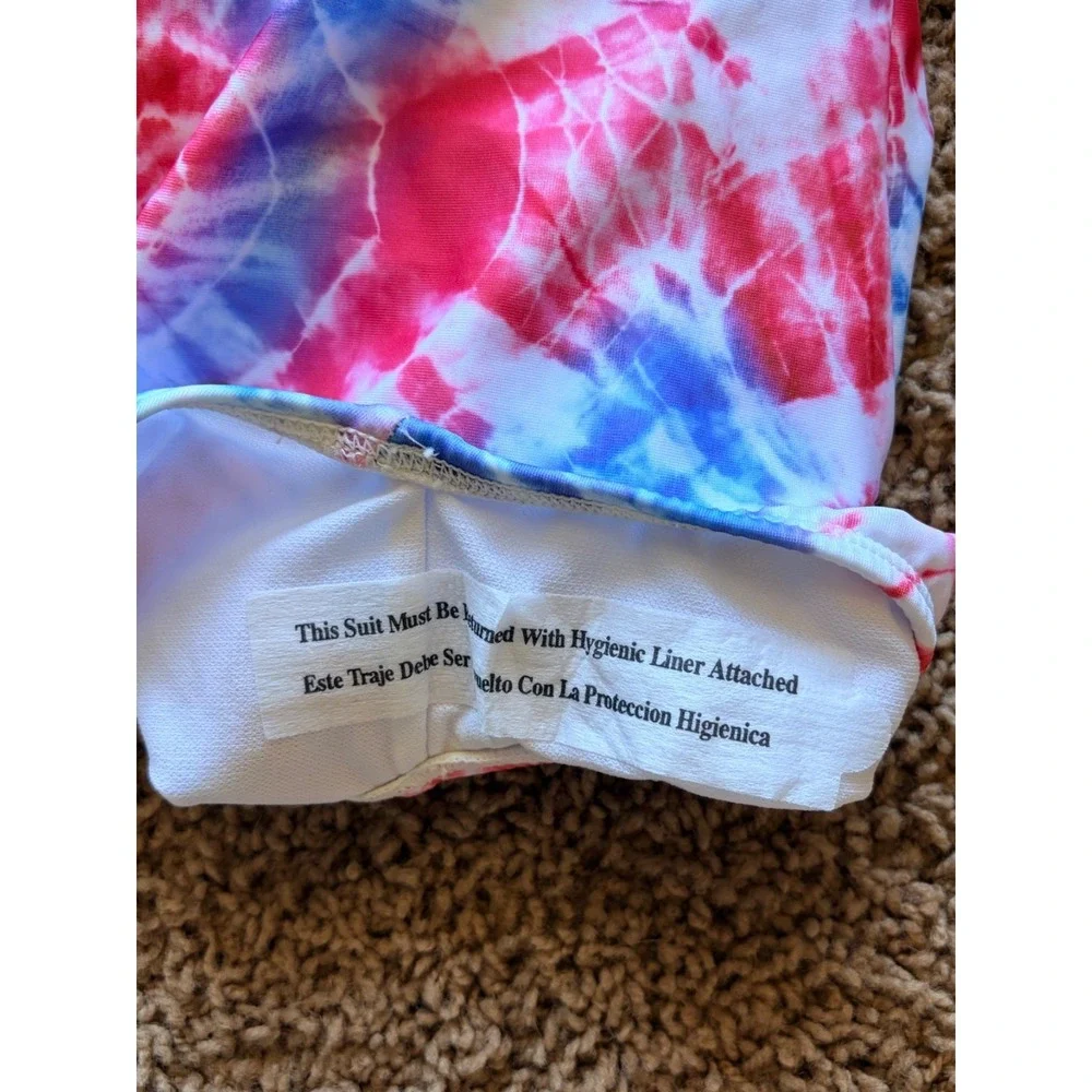 Target Cat & Jack Patriotic Tie Dye UPF50+ 1pc Swim Bathing Suit XS 4/5 NEW NWT